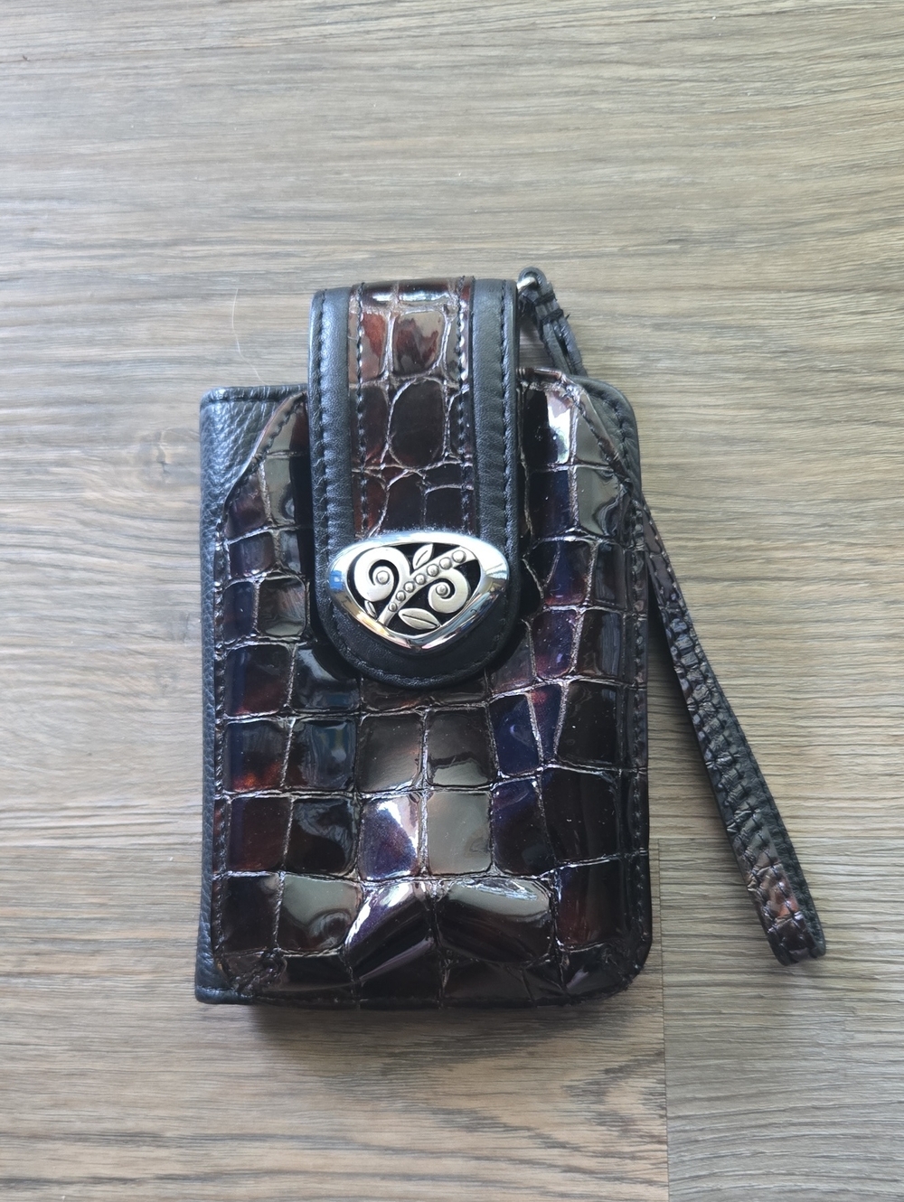 Brighton Croc-Embossed Patent Leather Wristlet